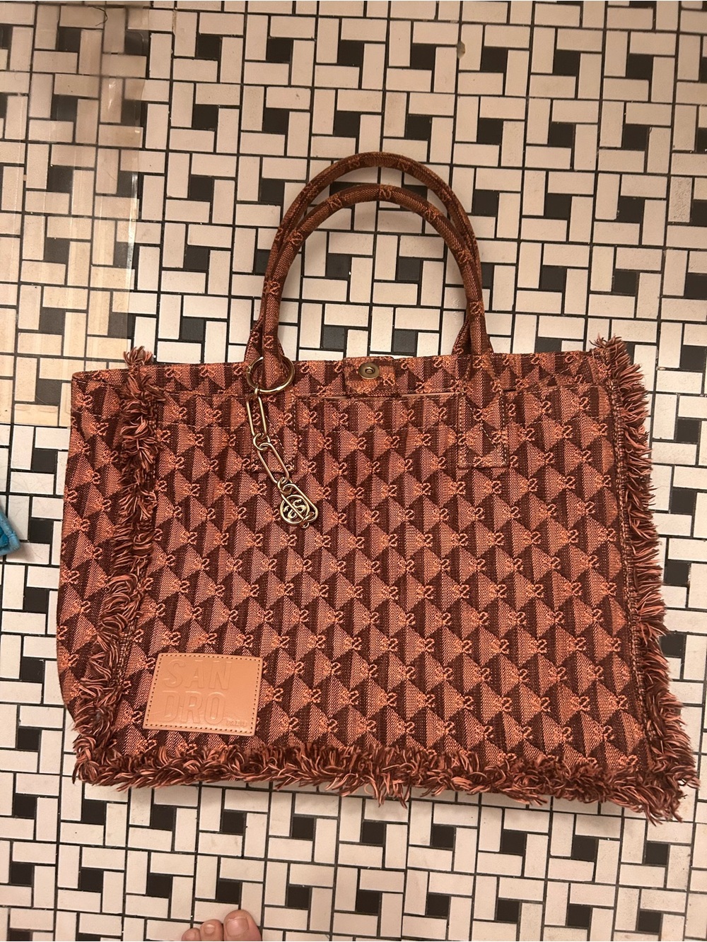 Sandro  Woven Fringe Tote